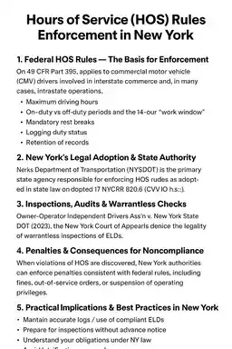 Hours of Service (HOS) Rules Enforcement in New York