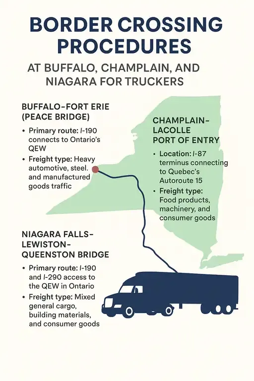 Border Crossing Procedures at Buffalo, Champlain, and Niagara for Truckers