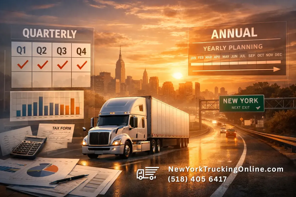 Semi-truck with NYHUT planning overlay and logo