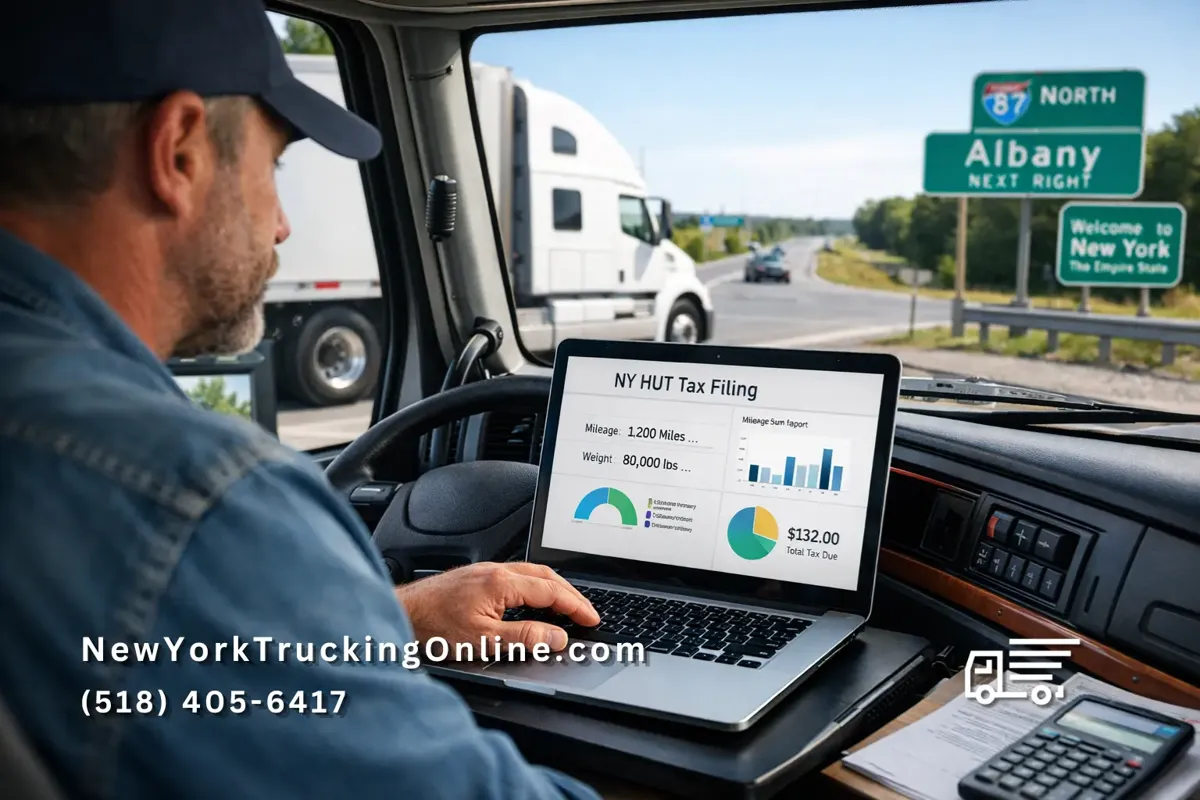 Truck driver filing NYHUT tax online