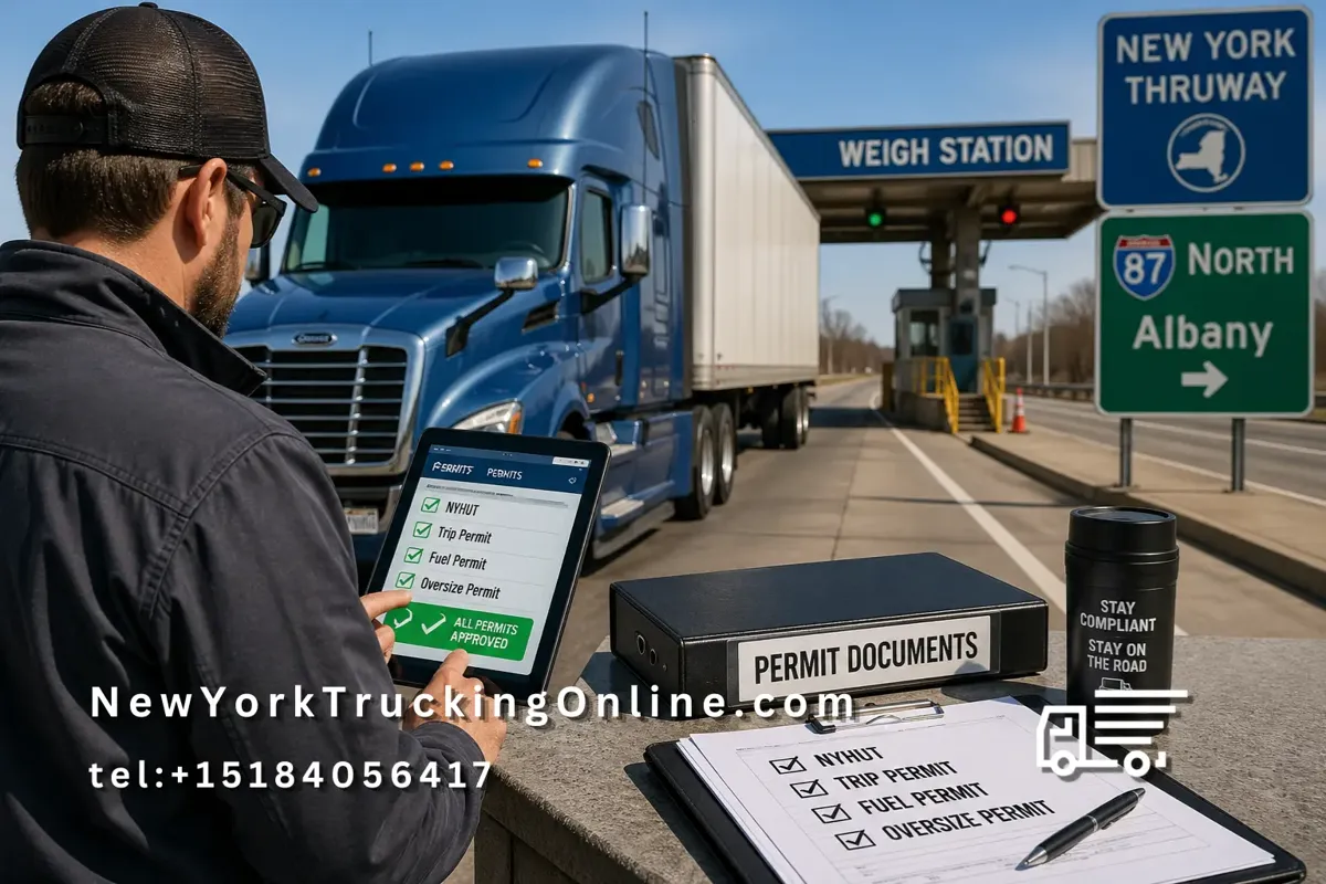 Trucking permits checklist at weigh station