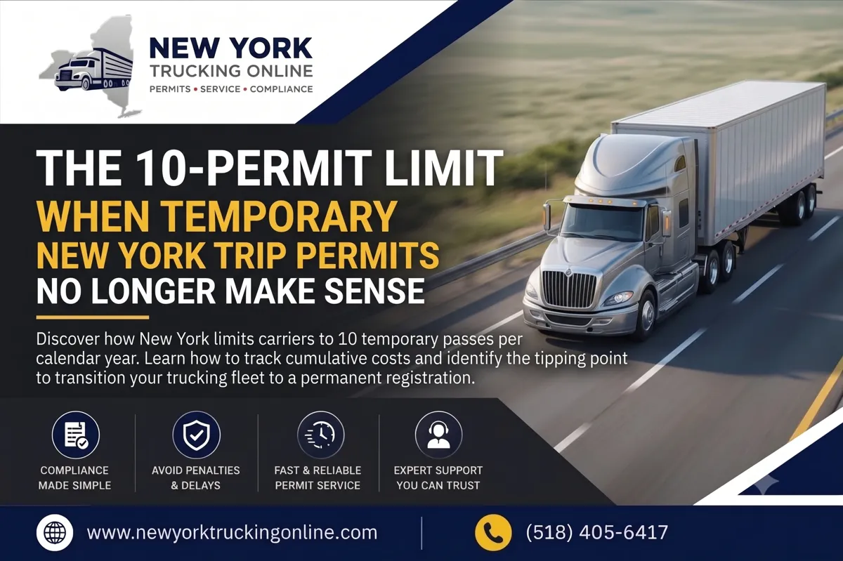 Interstate freight truck with a valid New York trip permit
