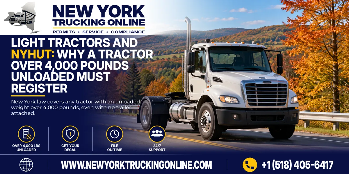 NYHUT registration for a light day cab tractor over 4,000 pounds unloaded