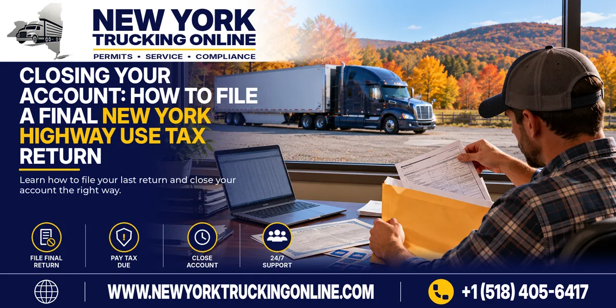 New York Highway Use Tax final return on a desk